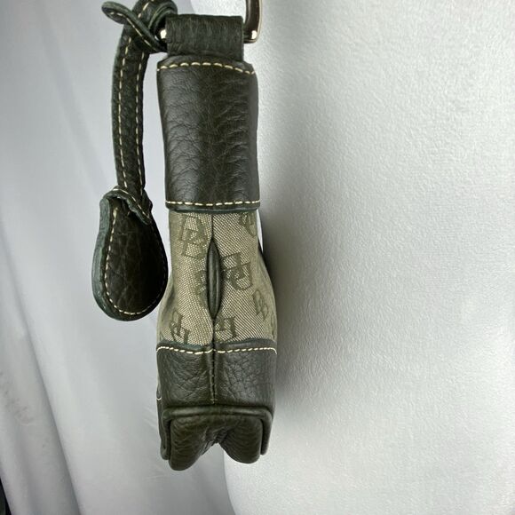 VTG Dooney & Bourke DB Monogram Small Shoulder Bag Brown Leather Crescent Hobo - Picture 6 of 16